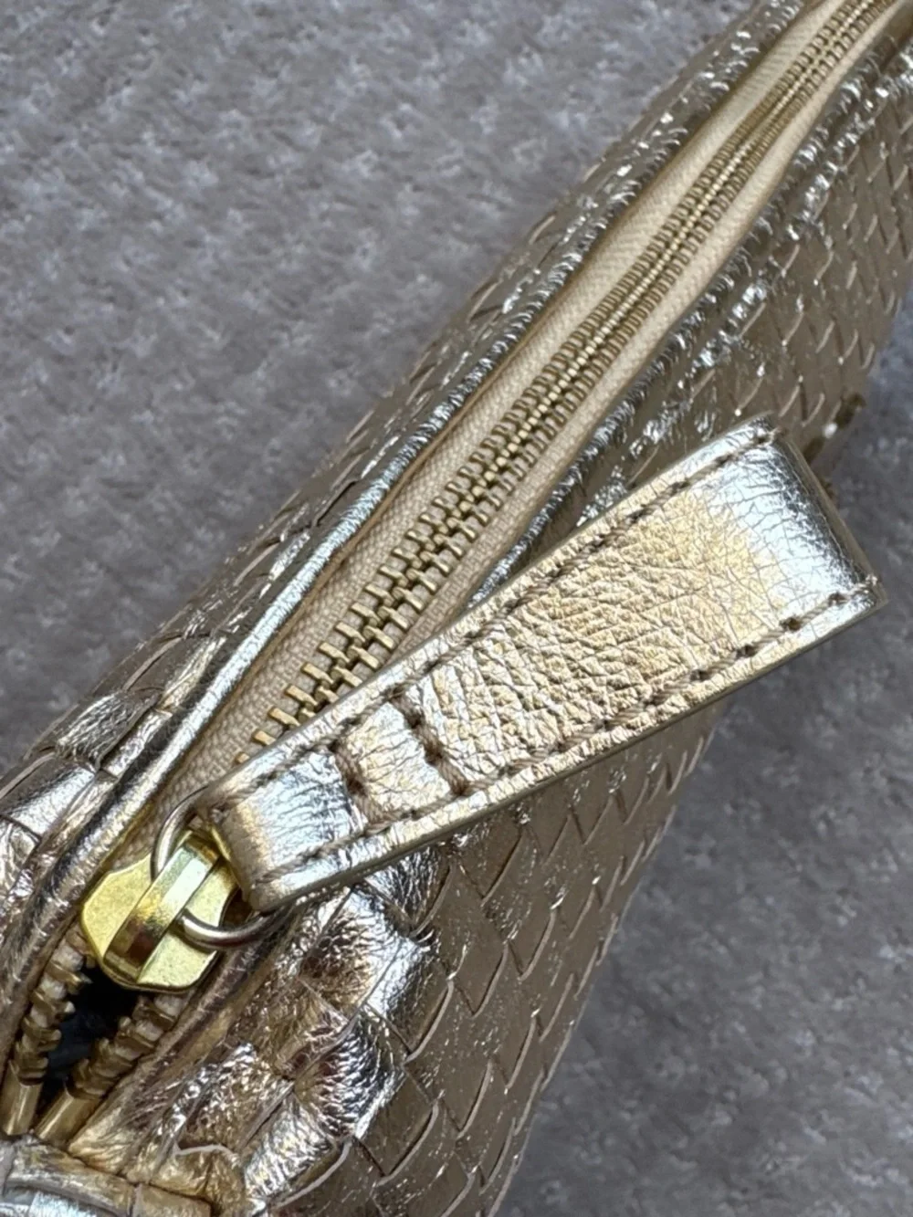 Elliott Lucca Metallic Gold Woven Clutch Shoulder Bag